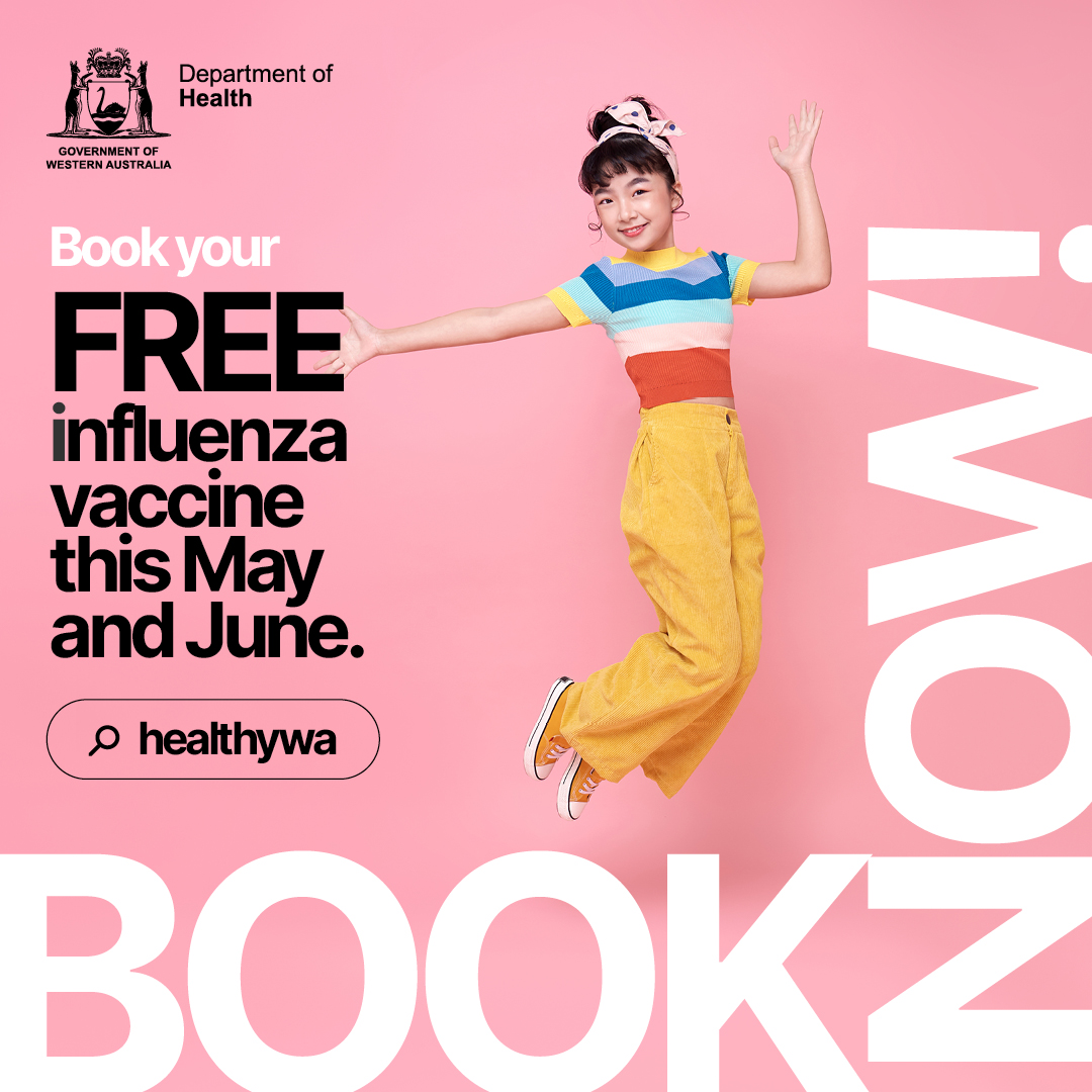 Banner: Book your free influenza vaccine this May and June. Book now!