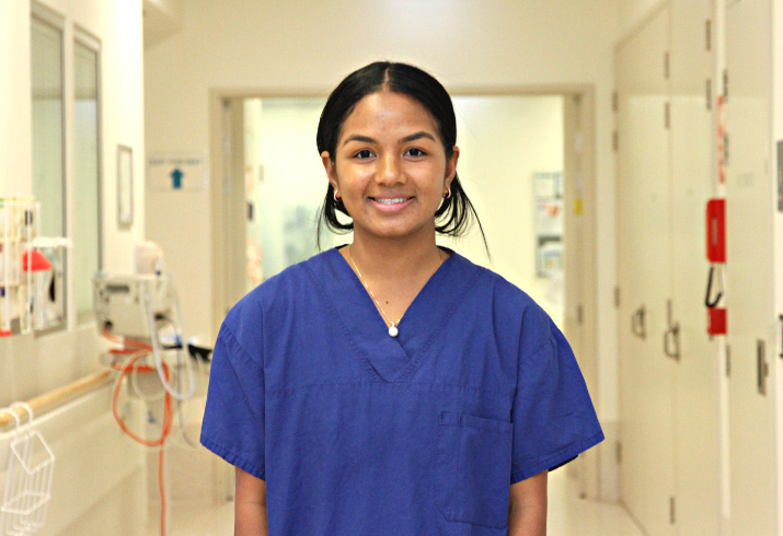 SMHS Cadet Jamiliah Bin Swani pictured on a ward at Fiona Stanley Hospital