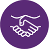 Icon shows two hands shaking